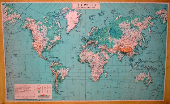Aero Service Corporation “The World” True Raised Relief Map, 2nd Ed.