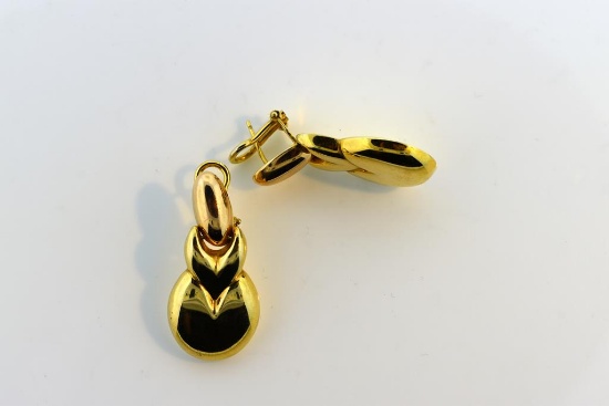 Pair of 14K Gold 1.5” Earrings, Italy
