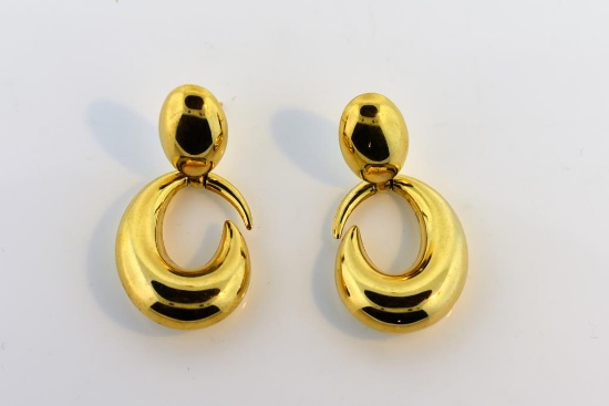 Pair of UnoAerre 14K Gold 1.75” Earrings, Italy