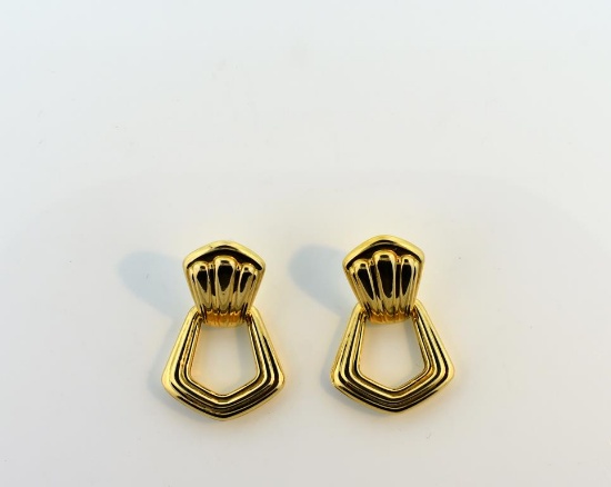 Pair of UnoAerre 14K Gold 1.75” Earrings, Italy