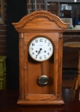 Howard Miller Oak Case Key Wind Shelf Clock Model 613-641 with Hour Strike, USA