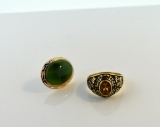 10K Gold Spartanburg HS 1975 Class Ring and 10K Gold Single Earring with Chrysoprase Cabochon
