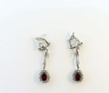 Pair of Sterling Silver, Citrine and Diamond Dangle Earrings