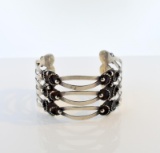 Vintage Sterling Silver Mexican Taxco Cuff Bracelet