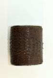 Brown Alligator Horn Cuff Bracelet, 2.75” L