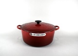 Le Creuset Red Enameled Cast Iron 7.25 Quart Round Dutch Oven No. 28, France (Lots 116-118 Match)