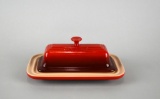 Le Creuset Red Stoneware Covered Butter Dish (Lots 119 & 120 Match)