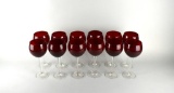 Set of Twelve Lenox “Holiday Gems” Ruby and Crystal 8.75” H Balloon Wine Glasses