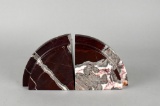 Art Deco Style Marble Bookends with South American Design on One Side