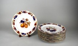 Nine Royal Worcester “Evesham”, Fine Porcelain Dinner Plates