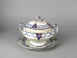 Antique Burleigh Ware Burslem “Nant Garw” Lidded Sauce Boat with Underplate