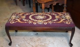 Halifax Chair Seat Co. Bench with Needlepoint Covering, PA