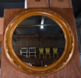 Round Gilt Wood Frame Wall Mirror