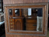 Rectangular Gilt Wood Framed Beveled Glass Wall Mirror