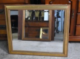 Rectangular Gilt Wood Framed Beveled Glass Wall Mirror
