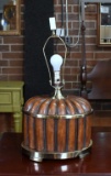 Uttermost Fluted Walnut and Brass Oval Table Lamp