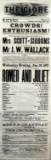 Framed Antique Play Bill from Bostons The Globe Theater 1871 for “Romeo & Juliet”