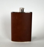 AHS 8 oz. Brown Leather Wrapped Hip Flask, Germany