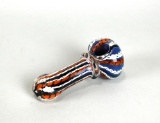Red, White, & Blue Latticino Art Glass 4” Bong or Glass Smoking Pipe