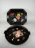 Two Tole Hand Painted Metal Trays