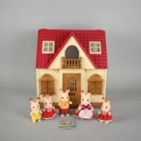 Calico Critters Cottage with Rabbit Family and Many Accessories