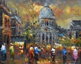G. Bacon (XX-XXI) Post-Impressionist Cityscape, Oil on Canvas, Signed Lower Right