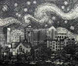 Michael Slattery (Greenville, SC 1964-2012) “Starry Night Greenville” Ltd Ed. Print 101/1050, Signed