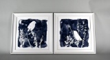 Pair of Carol Robinson Minimalist Bird & Botanical Abstract Prints Framed