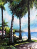 K. Hillman (XX-XXI) Palm Tree Oasis, Oil on Canvas, Signed Lower Right