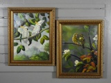 __ (XX-XXI) Two Pairs of Birds, Oil on Canvas, Unsigned