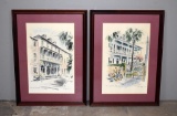 Pair of John Haymson Charleston Prints: Dock St. Theater & House and Garden Gate, Church St.