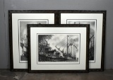 Alan Jay Gaines (Amer., 1942-- ) Set of Three Framed Tall Sailing Ship Etchings, Signed Lower Right