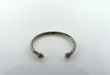 Sterling Silver, Pearl and Diamond Twist Cuff Bracelet