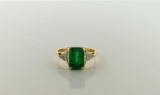 14K Gold and 2.55 Carat Emerald & Diamond Ring, Size 9