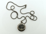 Sterling Silver 25” Twist Chain Necklace with 1.5” Sterling Silver Chased Locket Pendant