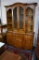 Vintage White Fine Furniture Walnut China Cabinet, Grill Work Doors, Silver Drawers, Mebane, NC