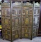 Vintage Asian Handpainted Four Panel Screen