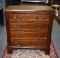 Handmade Miniature Mahogany Four Drawer Chest, Bracket Feet