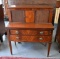 Vintage Hepplewhite Style Flame Mahogany Tambour Secretary Desk, Satinwood Federal Eagle Inlay