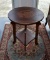 Antique Arts and Crafts Fumed Oak Parlor Lamp Table with Soldier Helmet Bust Motif