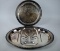 Two Silver Plate Serving Trays: Rogers & Son Oval “Spring Flowers” & Wm Rogers Round Floral Pattern