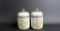 Pair of Asian Porcelain Canisters with Swan Lid Finial Handles