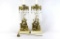 Pair of Antique Gilt Brass Girandole Lusters with Marble Bases, Brass Snuffer