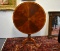 Vintage Flame Mahogany Tilt-Top Tea Table, Satinwood Sunburst Inlay, Ball and Claw Feet, 20th C.