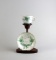 Antique Meissen Indian Painting Green Flowers Teacup & Saucer on Stand, Germany