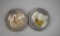 Pair of SKS Design Zinn Pewter Mounted Wildlife Porcelain Wall Plates