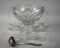 Aztec Pattern Punch Bowl w/ Stand, Nine Cups, Holmes & Edwards Silver Plate Ladle