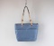 Michael Kors Blue Pebbled Leather Tote Bag w/ Beige Adjustable Strap Handles