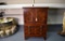 Antique Diminutive or Miniature Mahogany and Satinwood Linen Press, England, Ca. 1830