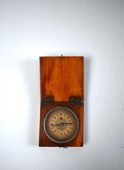Antique Compass Set in Folding Wooden Case, Marked “FN”